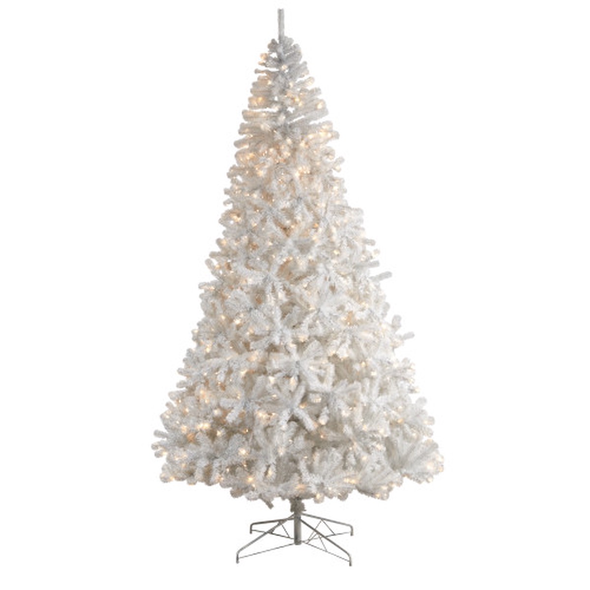 10′ Pre-Lit White Artificial Christmas Tree, LED Lights
