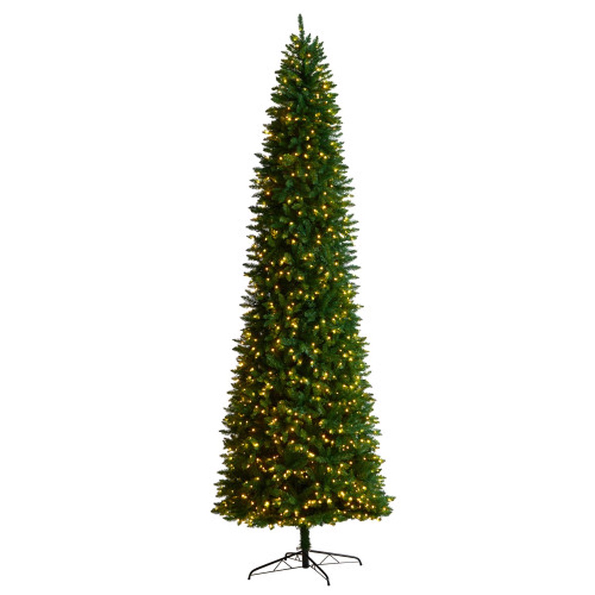 11′ Pre-Lit Slim Green Mountain Pine Artificial Christmas Tree, Clear LED Lights