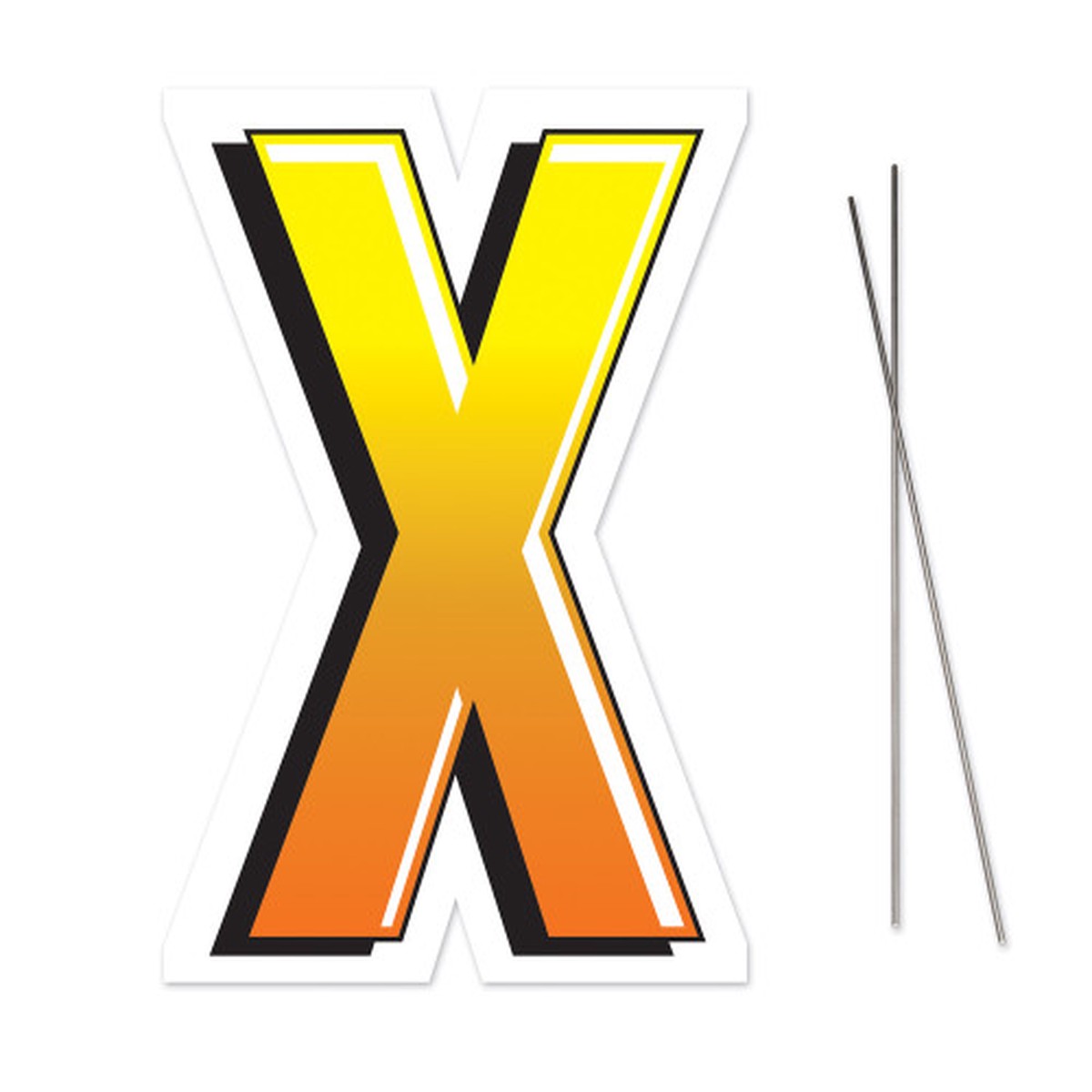 18″ Yellow and Black Letter “X” Plastic Yard Sign with Metal Stakes