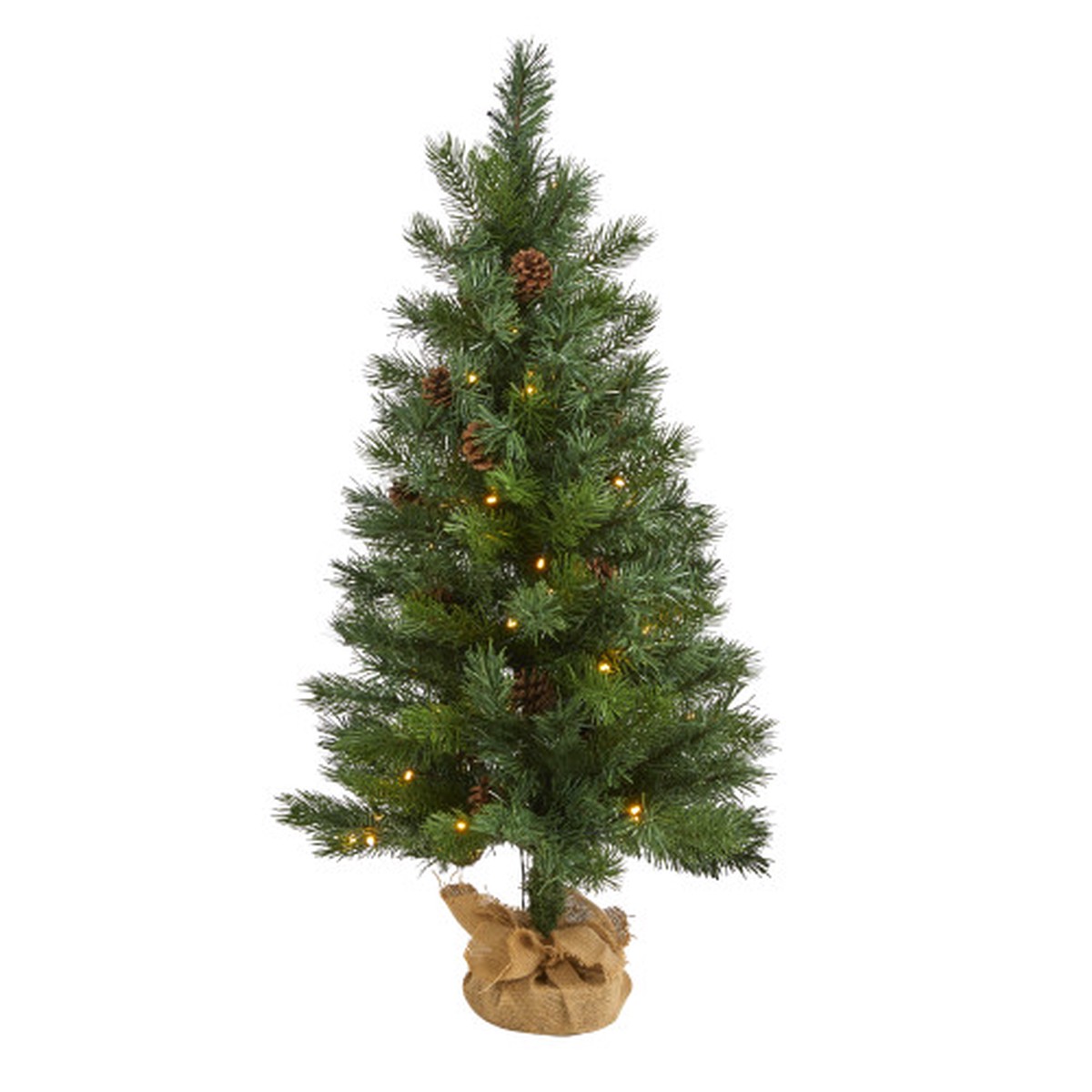 3′ Pre-lit Fraser Fir Artificial Christmas Tree in Burlap Base, Clear Lights