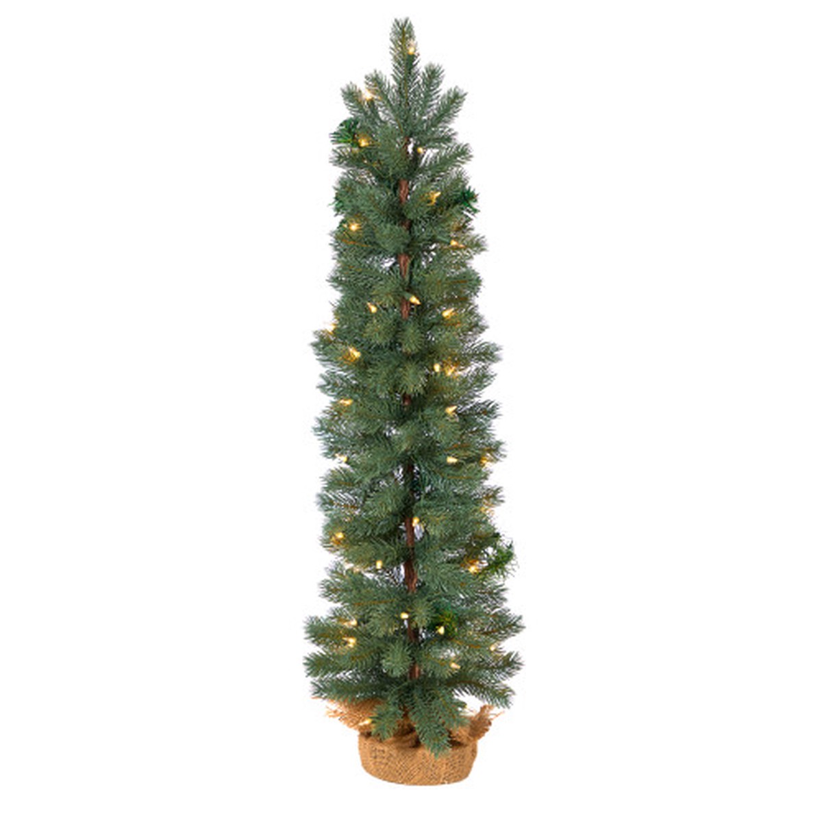 3′ Pre-Lit Green Slim Pine Artificial Christmas Potted Tree, Warm White Lights