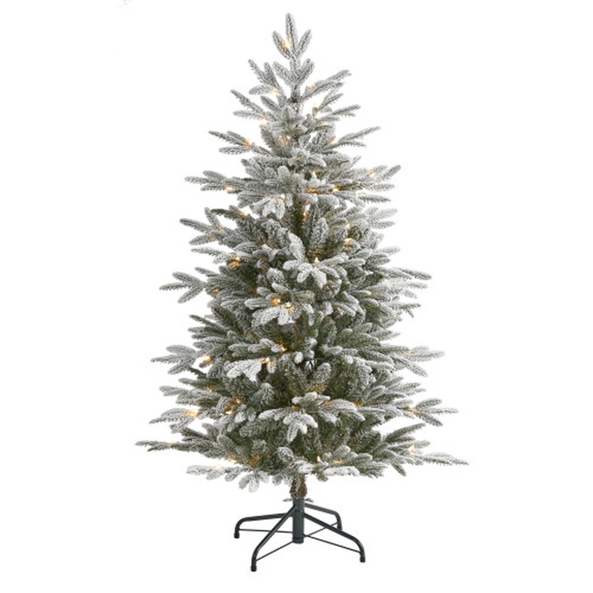 4.5 Pre-Lit Flocked Manchester Artificial Christmas Tree, Warm Clear LED Lights