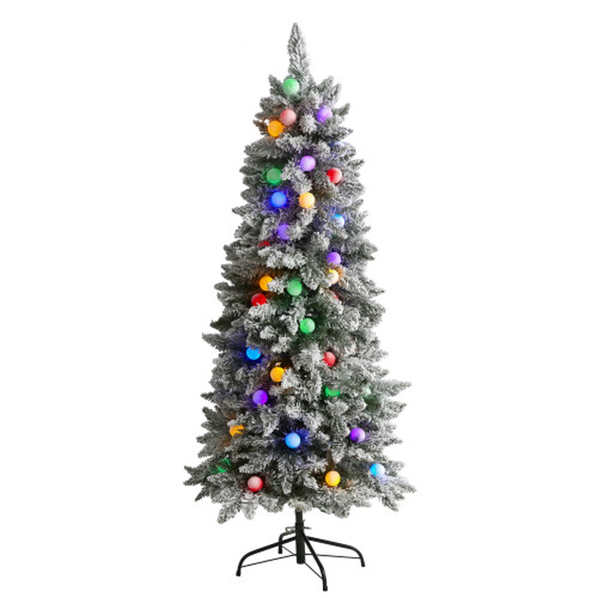 5′ Pre-Lit Artificial Flocked British Columbia Fir Christmas Tree, Multicolor Lights