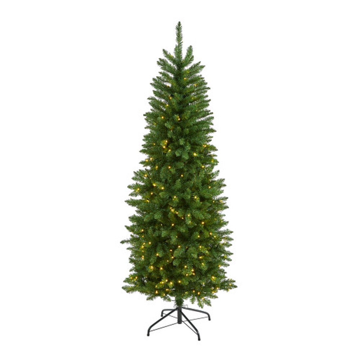 6 Pre-Lit Green Slim Mountain Pine Artificial Christmas Tree, Warm Clear LED Lights