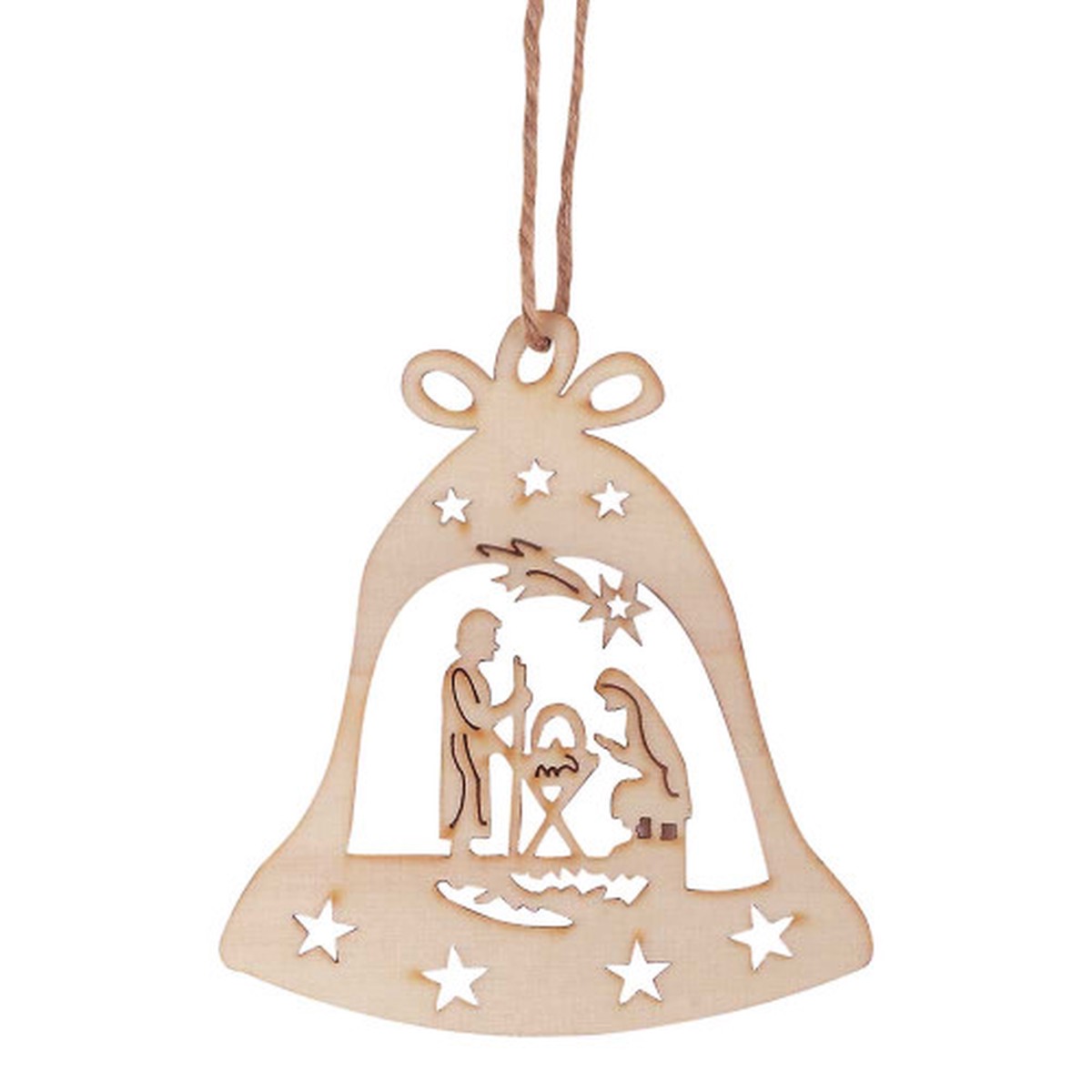 Cut-Out Nativity Scene Bell-Shaped Christmas Ornament – 4″