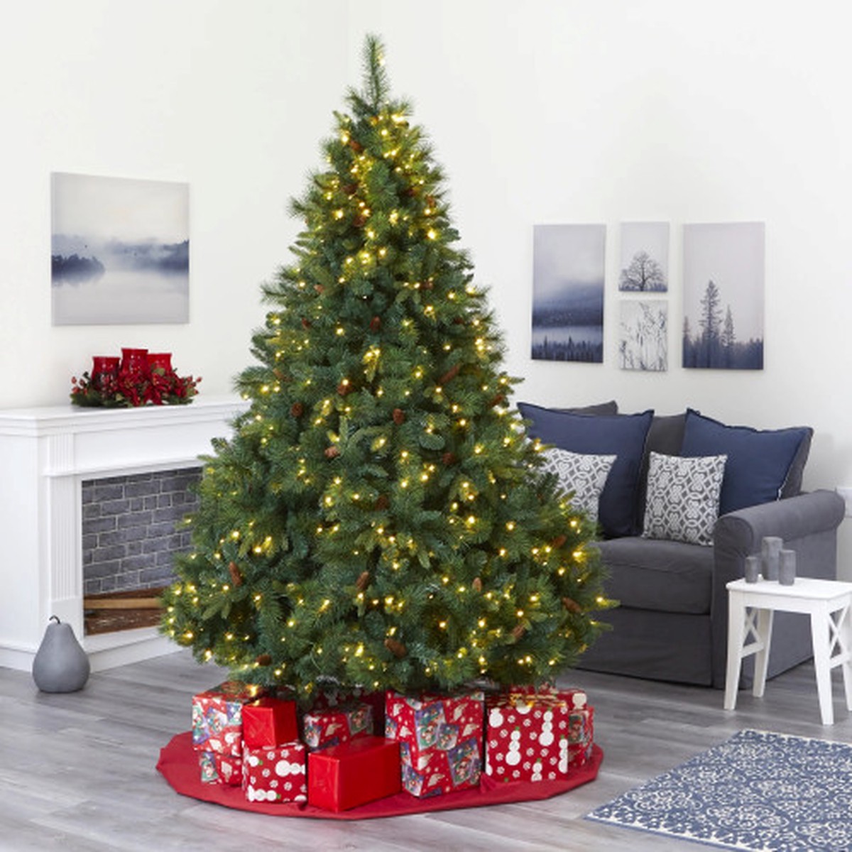 Pre-Lit West Virginia Mixed Pine Artificial Christmas Tree – 7′ – Clear LED Lights
