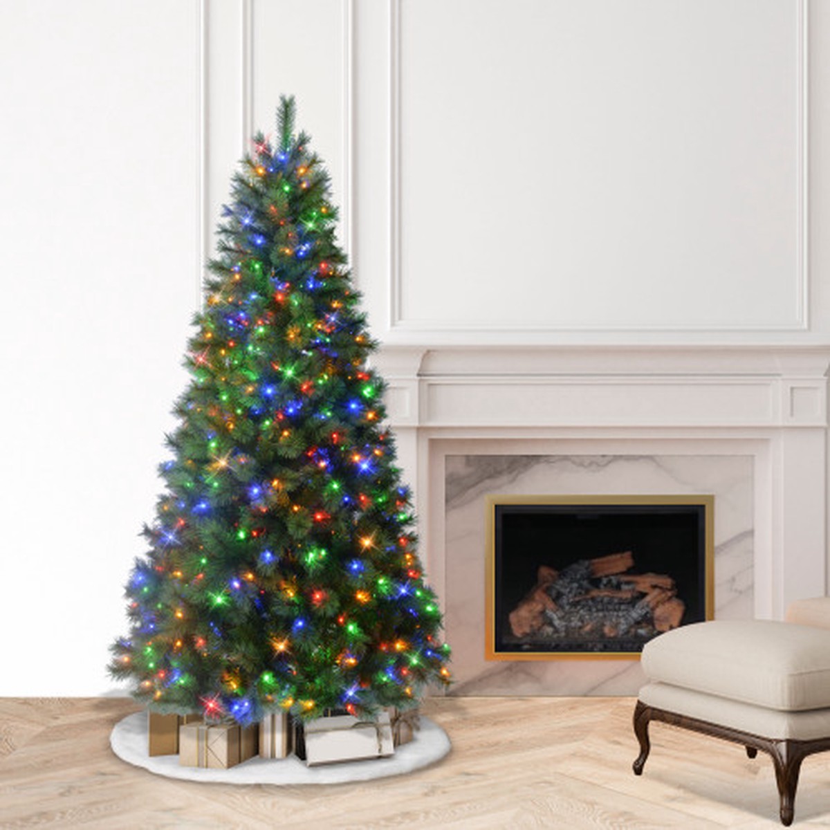 Pre-Lit Wyoming Pine Artificial Christmas Tree – 6.5 – Multicolor LED Lights