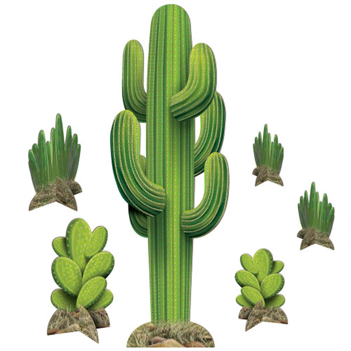 Western Cacti Stand Up Decorations – 6.5′ – Green – Pack of 6
