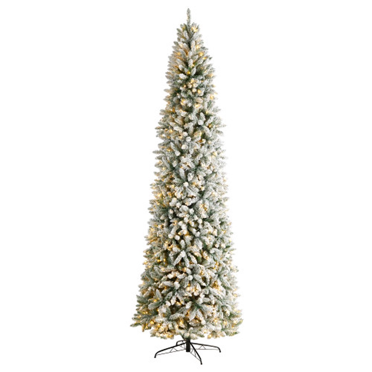 10 Pre-Lit Slim Flocked Montreal Artificial Christmas Tree, Warm Clear LED Lights
