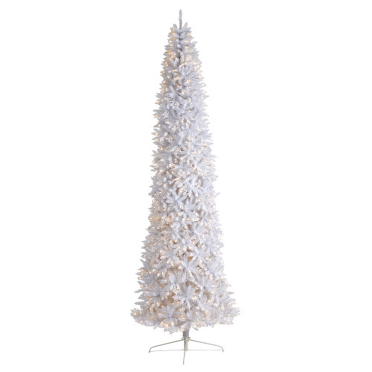 12 Pre-Lit Slim White Artificial Christmas Tree, Warm Clear LED Lights