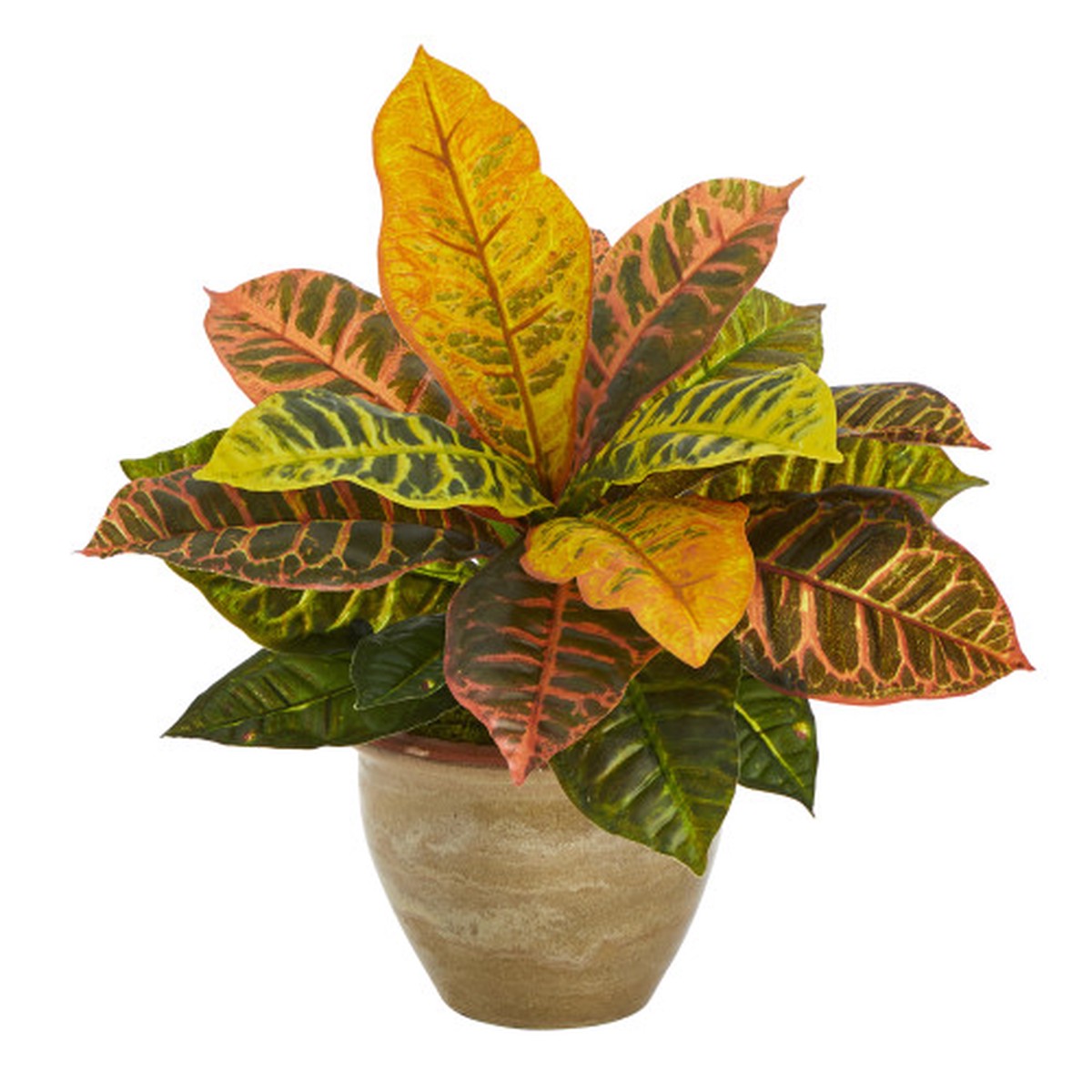 15″ Artificial Garden Croton Plant in Ceramic Planter