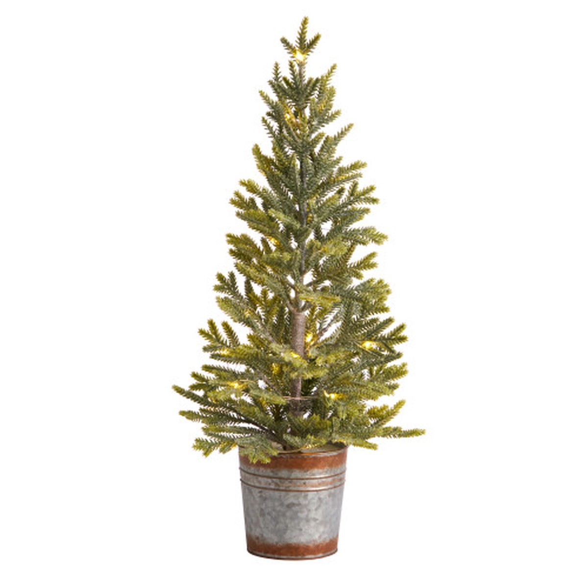 26 Pre-Lit Pine Artificial Christmas Tree in Decorative Planter, Warm Lights