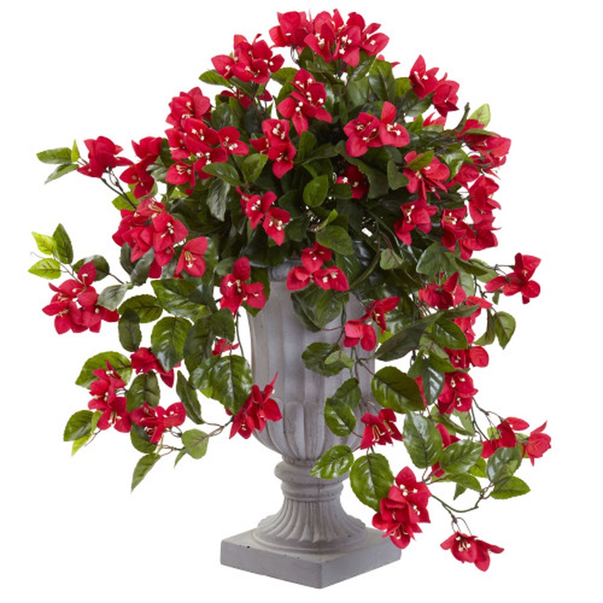 28″ Adjustable Red Bougainvillea Silk Outdoor Plant with Urn