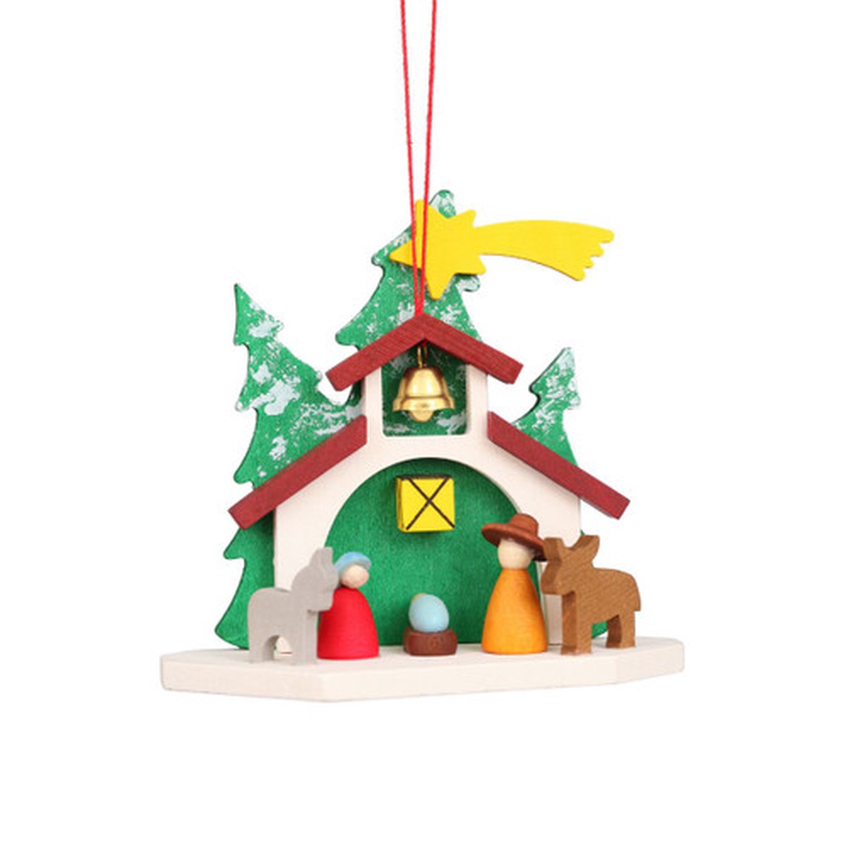 3.75″ Green, Red, and Brown Chapel Holy Family Collectible Christian Ulbricht Ornament