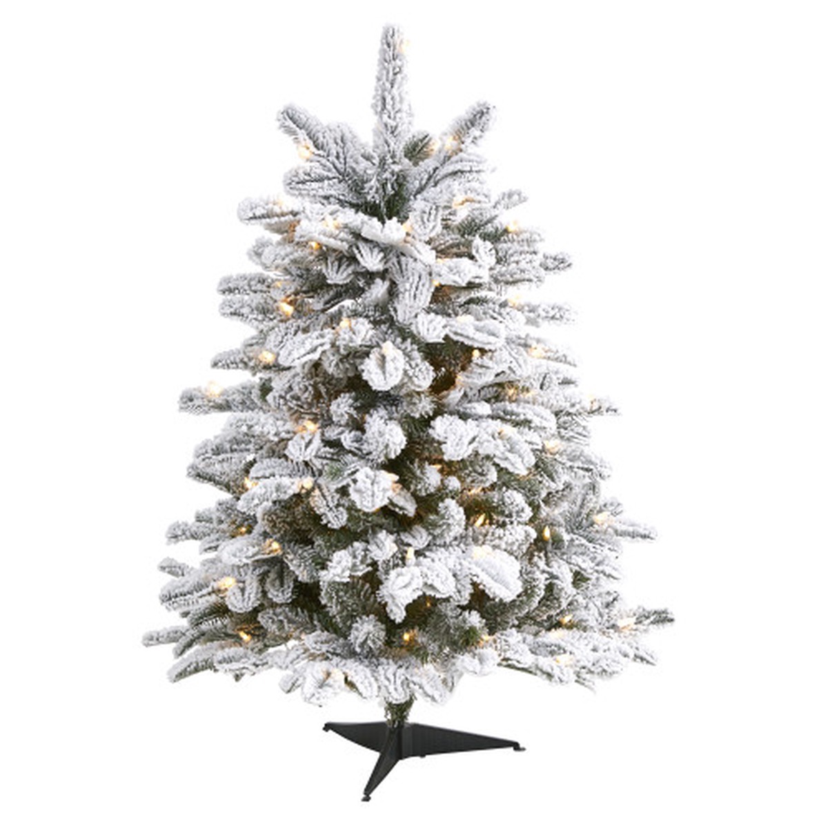 3 Pre-Lit Flocked North Carolina Fir Artificial Christmas Tree, Clear Lights