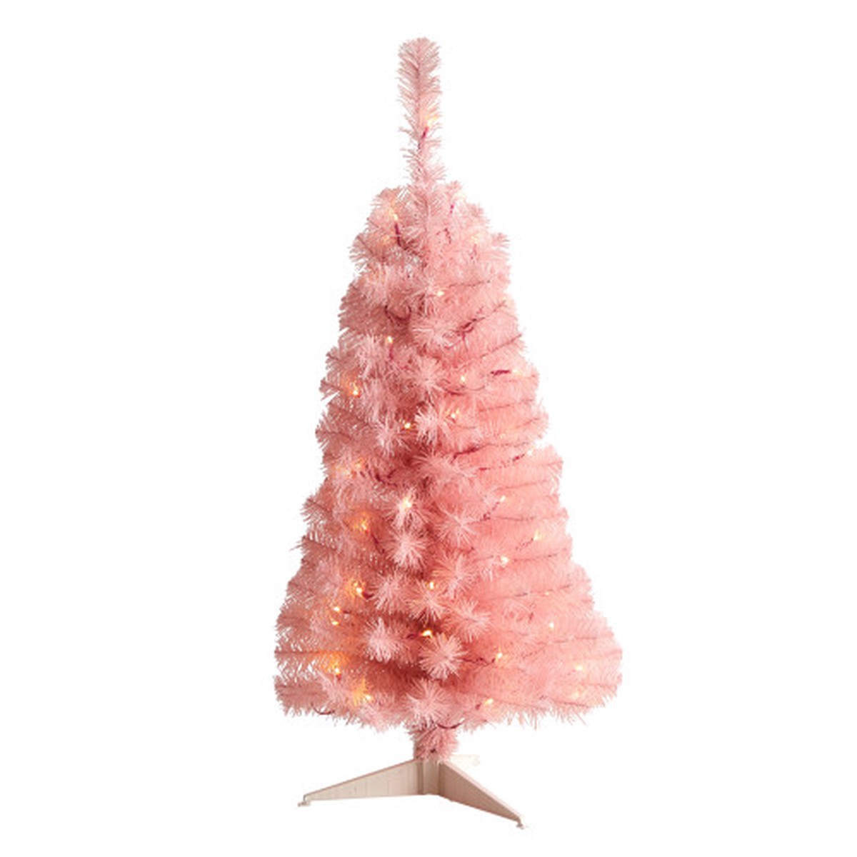 3 Pre-Lit Mini Pink Artificial Christmas Tree, Clear LED Lights