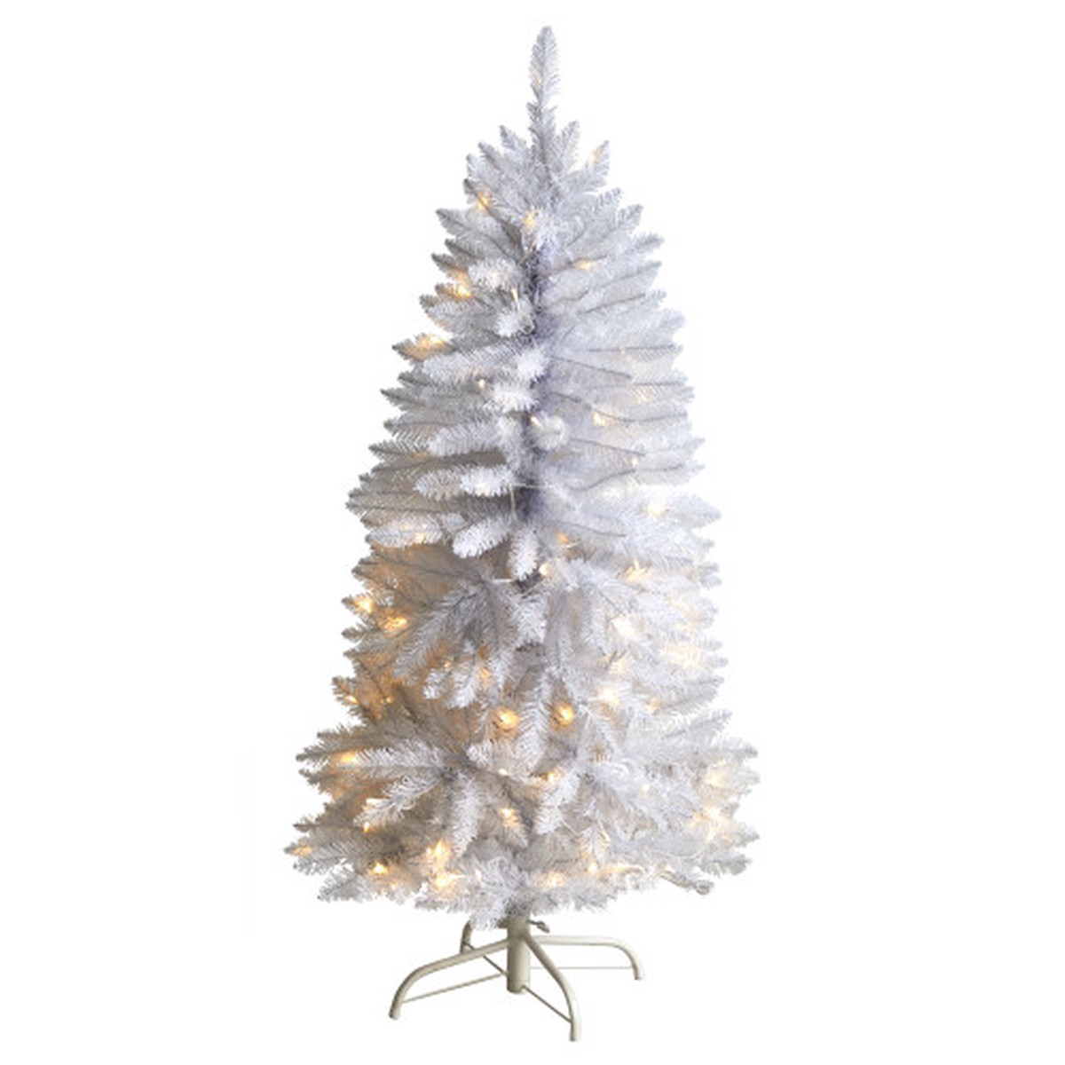 4 Pre-Lit Slim White Artificial Christmas Tree, Clear LED Lights