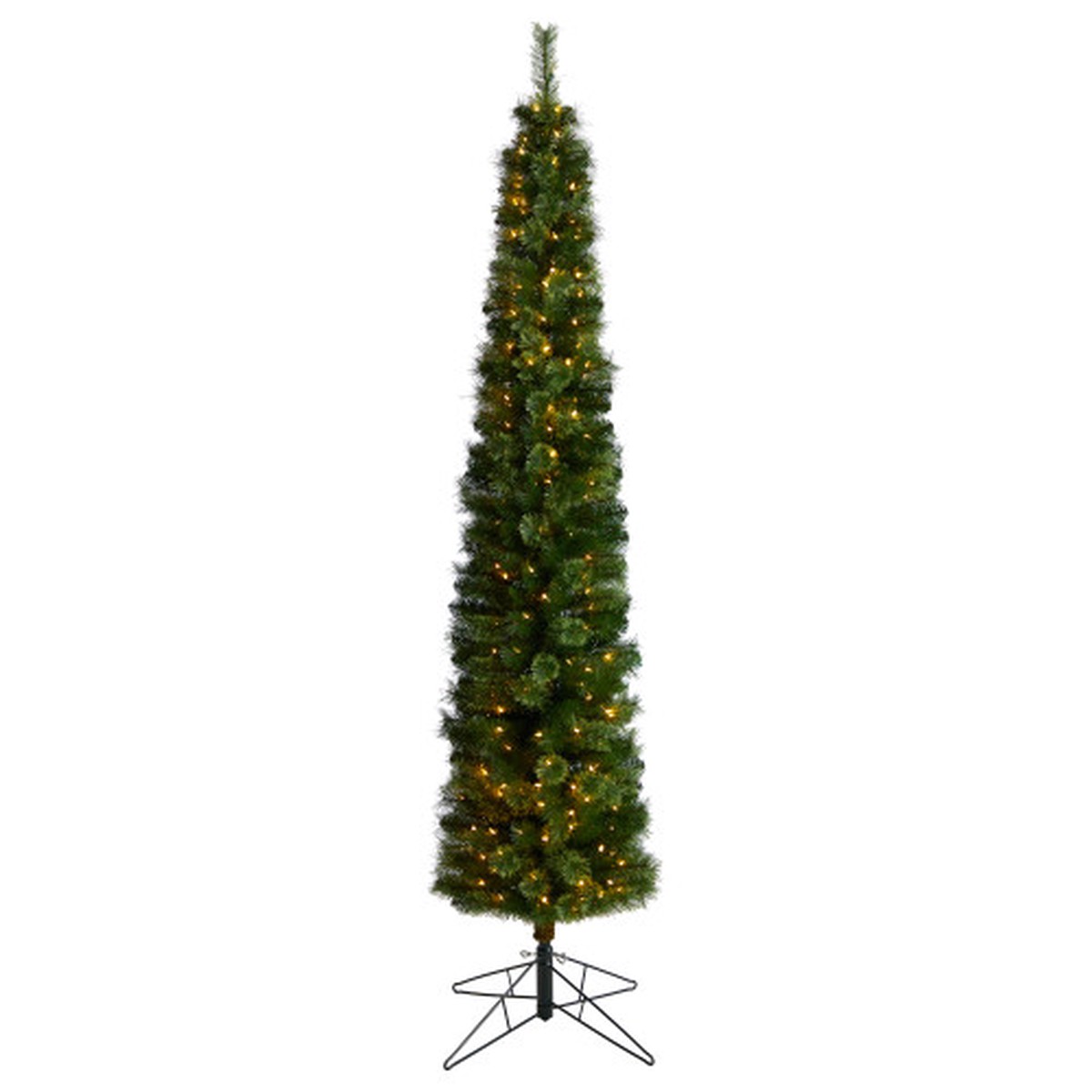 8′ Pre-Lit Pencil Pine Artificial Christmas Tree, Warm Clear LED Lights