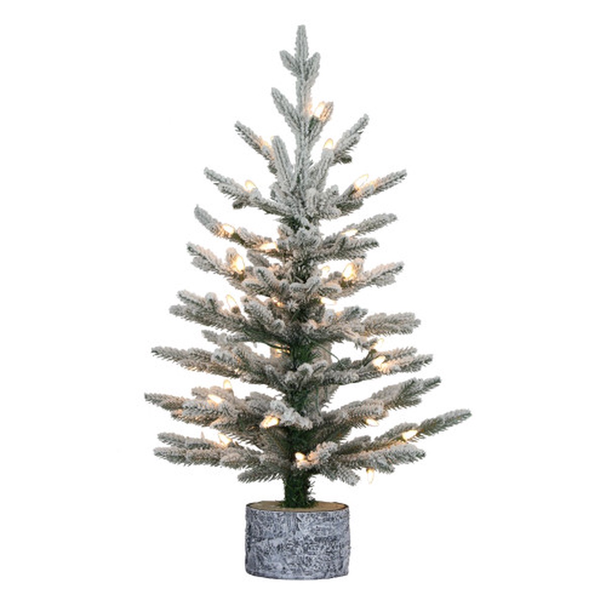 Pre-lit Potted Flocked Arctic Fir Artificial Christmas Tree - 2 - White Lights