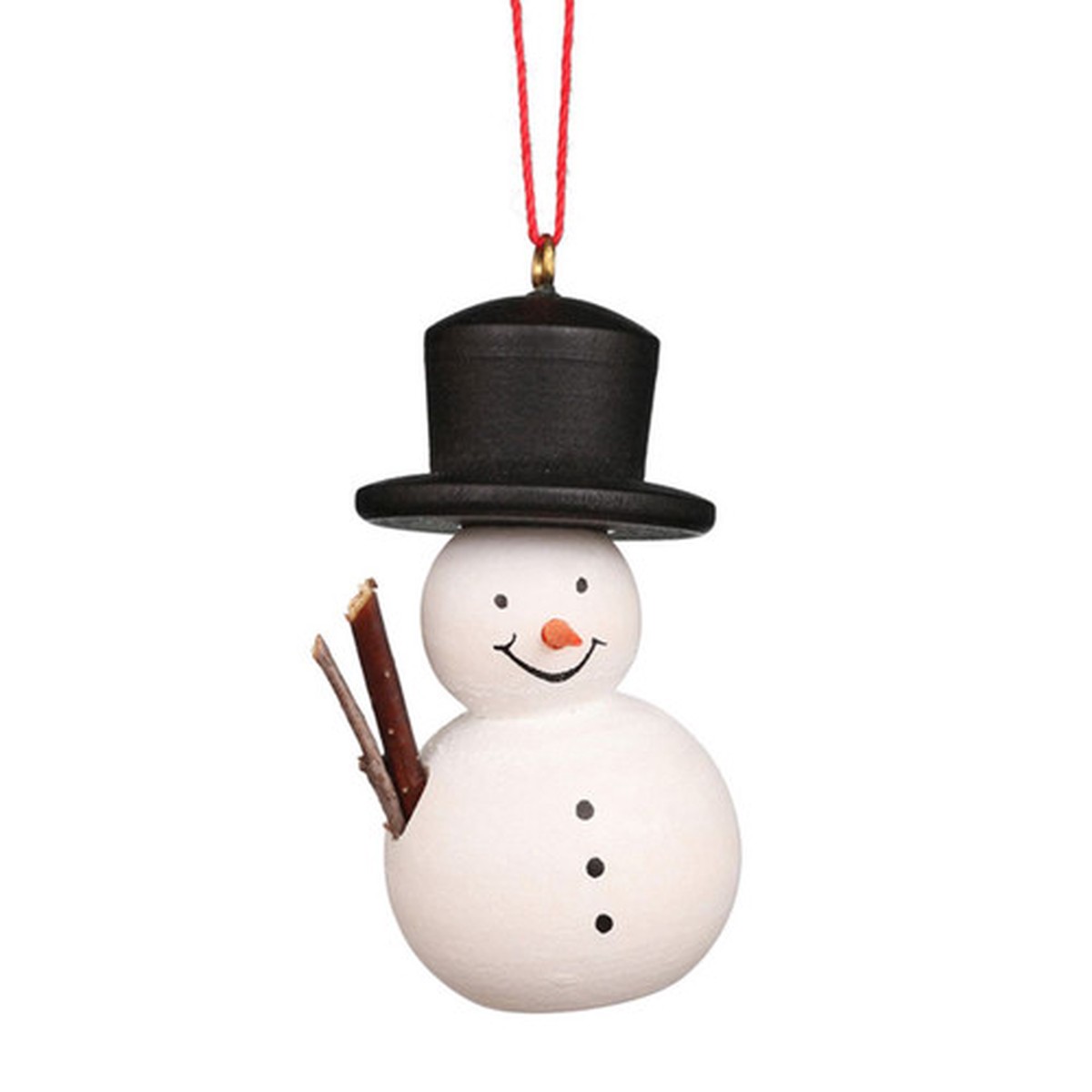 1.75″ White, Black, and Brown Snowman with a Hat Collectible Christian Ulbricht Ornament