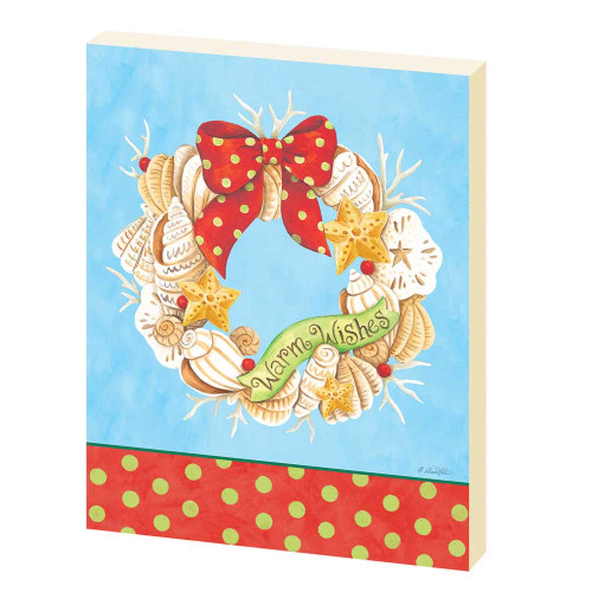 10″ Blue and Red Coastal Wreath Printed Rectangular Wall Plaque