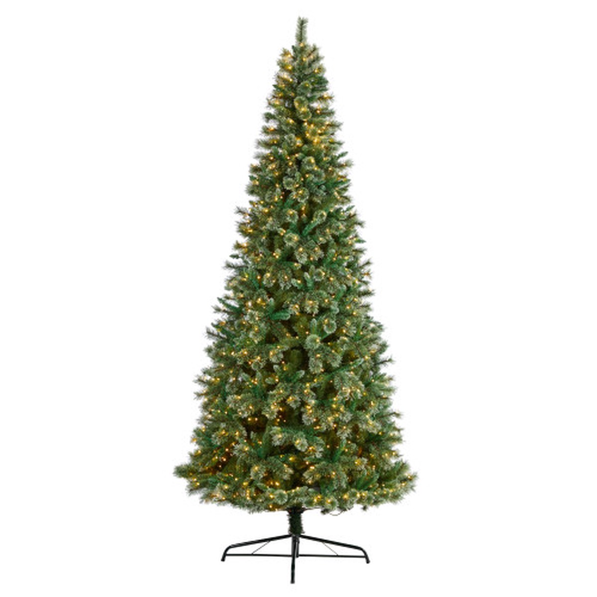 10 Pre-Lit Wisconsin Slim Frosted Tip Pine Artificial Christmas Tree, Warm Clear LED Lights
