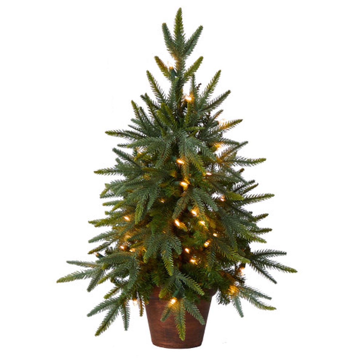 2.5′ Pre-Lit Artificial Christmas Tree with Planter, Clear Incandescent Lights