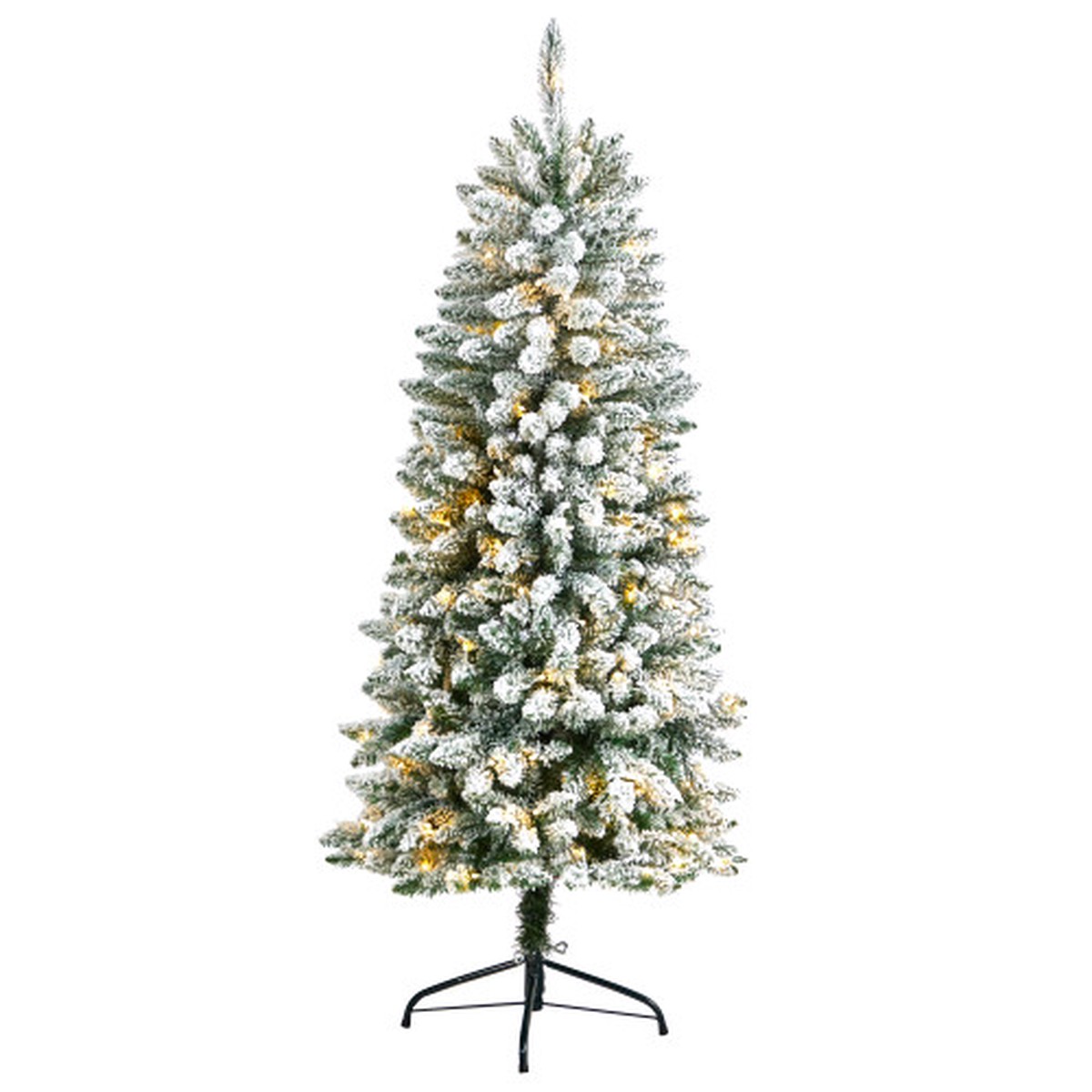 5′ Pre-Lit Flocked Slim Montreal Artificial Christmas Tree, Warm Clear LED Lights