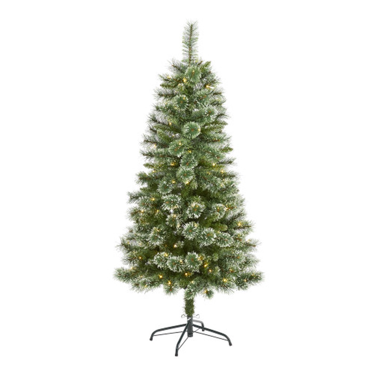5 Pre-Lit Wisconsin Slim Snow Tip Pine Artificial Christmas Tree, Clear LED Lights