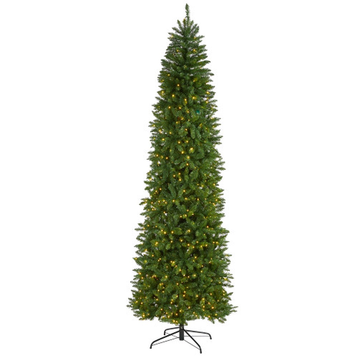 9′ Pre-Lit Slim Green Mountain Pine Artificial Christmas Tree, Warm Clear LED Lights