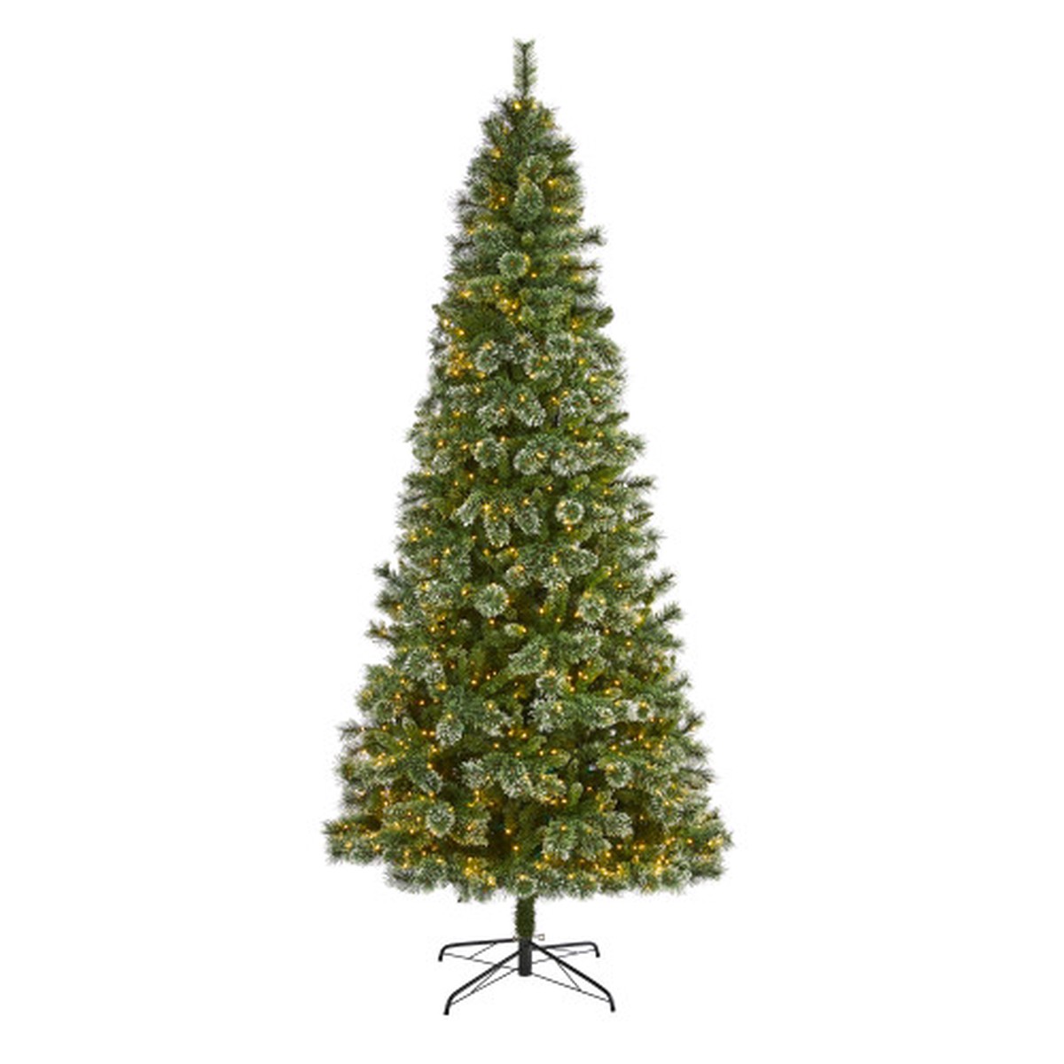 9 Pre-Lit Wisconsin Slim Snow Tip Pine Artificial Christmas Tree, Clear LED Lights
