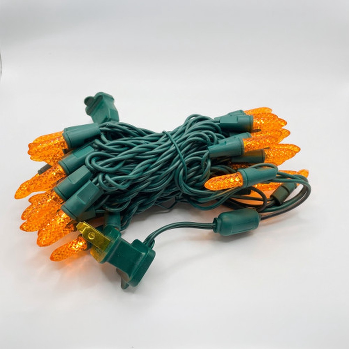 LED Single Mold M8 Mini Christmas Lights – Orange – 17′ Green Wire – 50ct