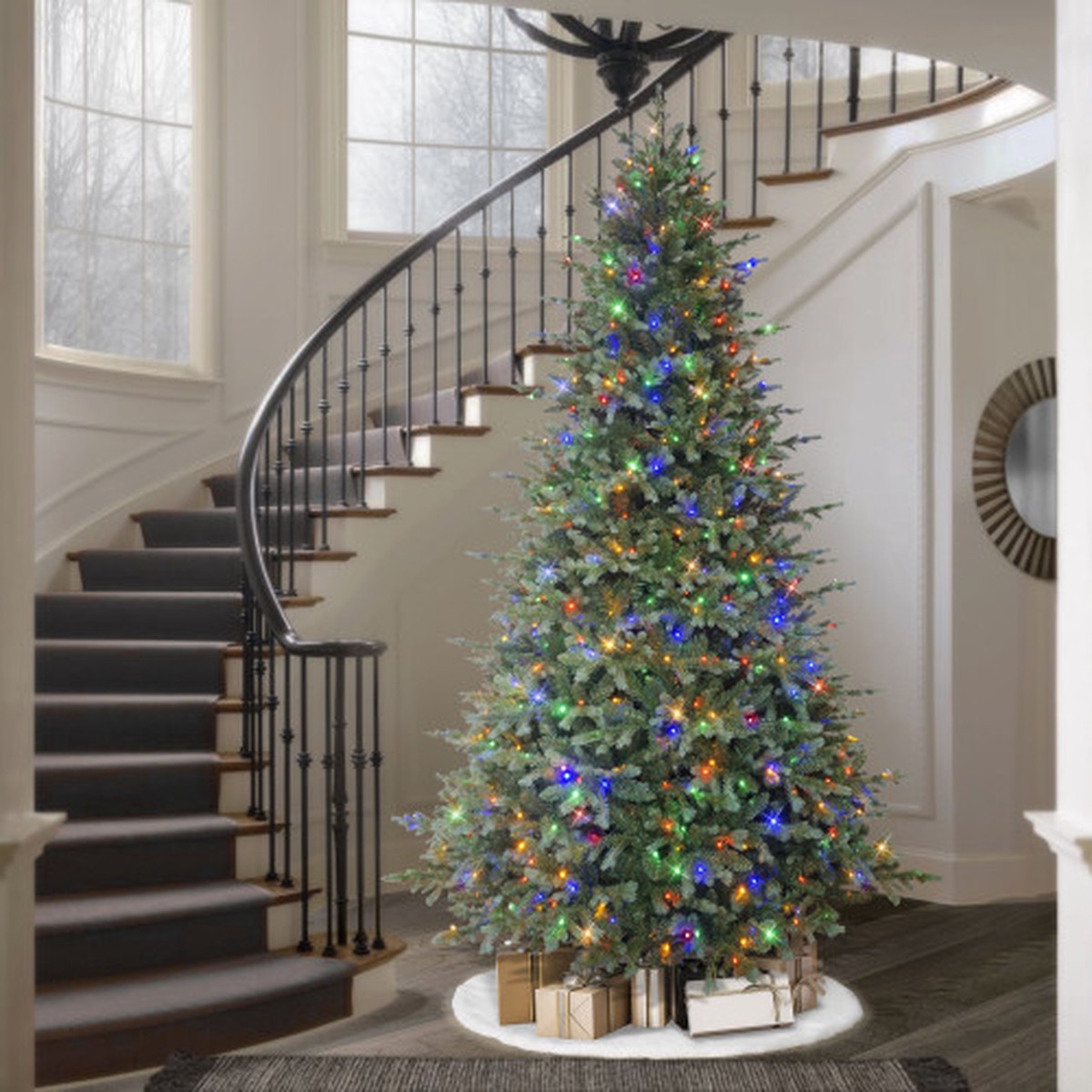 Pre-Lit Linden Fir Artificial Christmas Tree – 9′ – Dual Color Lights