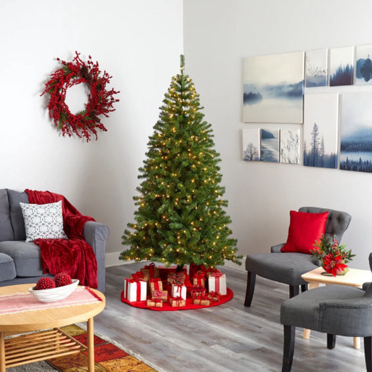Pre-Lit Springfield Artificial Christmas Tree – 7′ – Warm White LED Lights