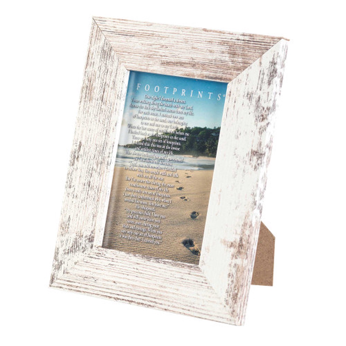 Textured Footprints in the Sand Picture Frame – for 4″ x 6″ Photo – Brushed White