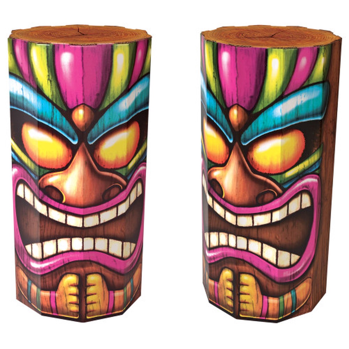 Tiki Head 3D Luau Column Props – 30″ – Set of 2