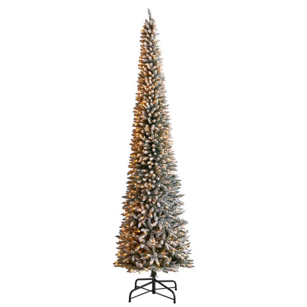 12′ Pre-Lit Pencil Flocked Artificial Christmas Tree, Clear Lights