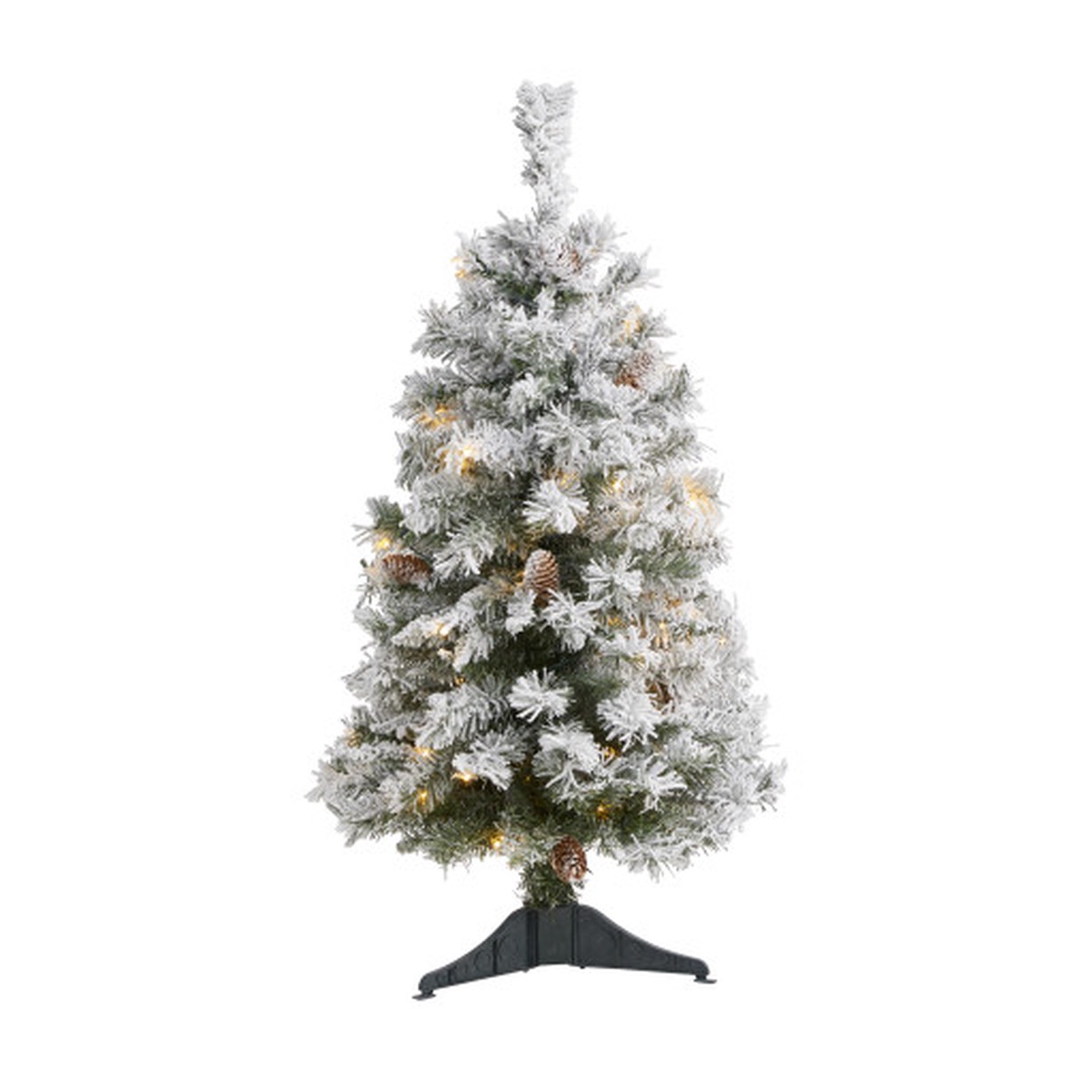 3′ Pre-Lit Flocked Artificial Christmas Pine Tree, Clear LED Lights