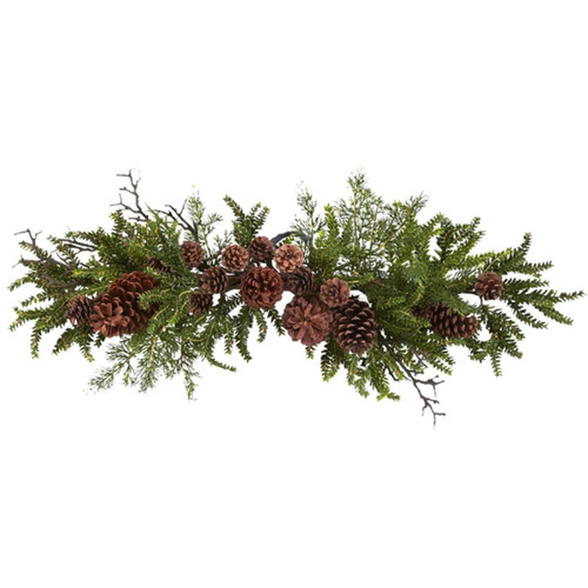 30″ Pine and Pinecone Artificial Christmas Swag, Unlit