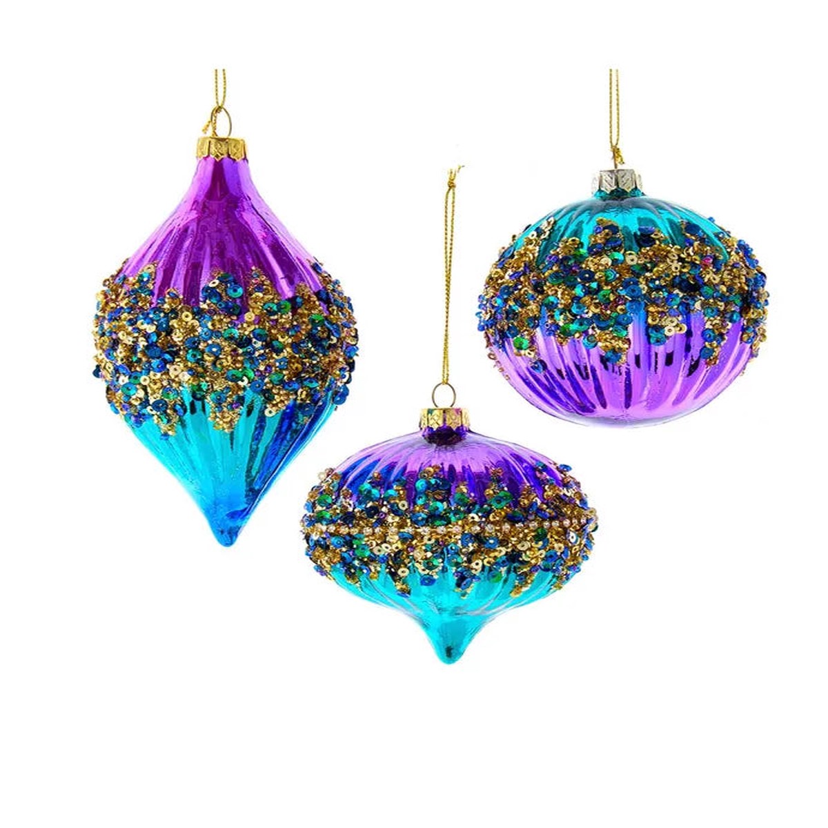 80MM Glass Peacock Theme Ball, Finial, or Onion Ornament (priced each piece)