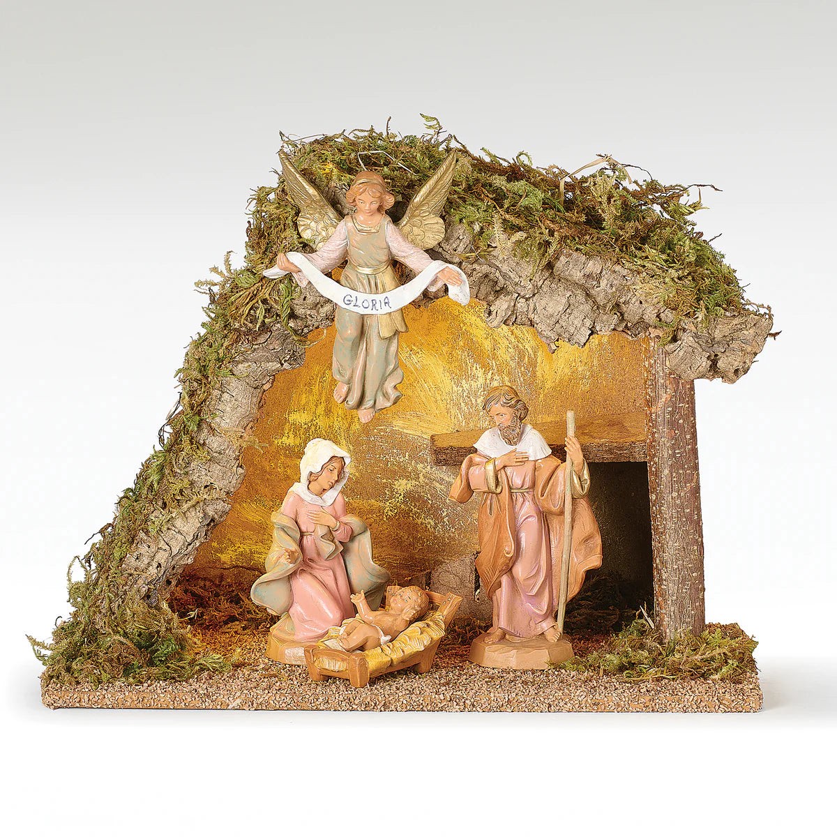 Fontanini 4-PC Lighted Nativity Set with Italian Stable, 5" Scale
