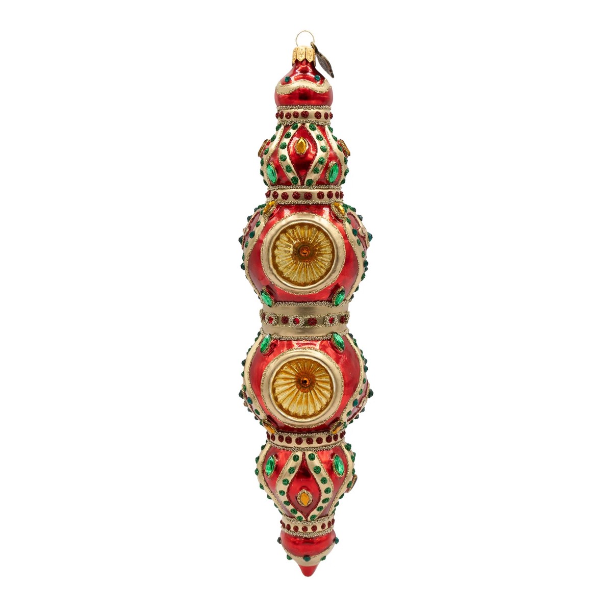 Jewel Icicle Ornament Red and Gold, 10"