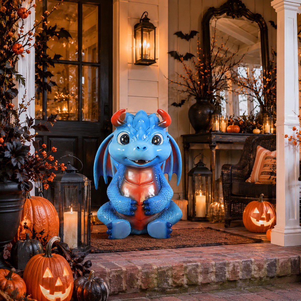 Large Blue Frost Dragon Figure, 28″