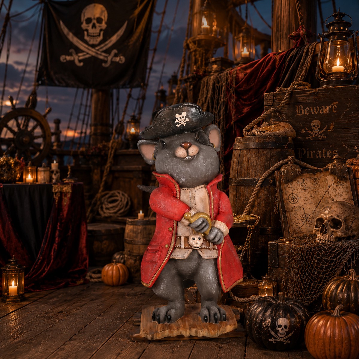 Large Fiberglass Mice The Pirate Halloween Figure, 39″