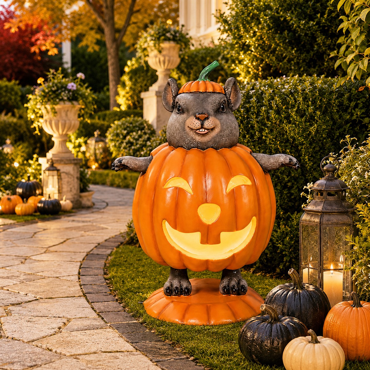 Large Fiberglass Mice The Pumpkin Halloween Figure, 39″