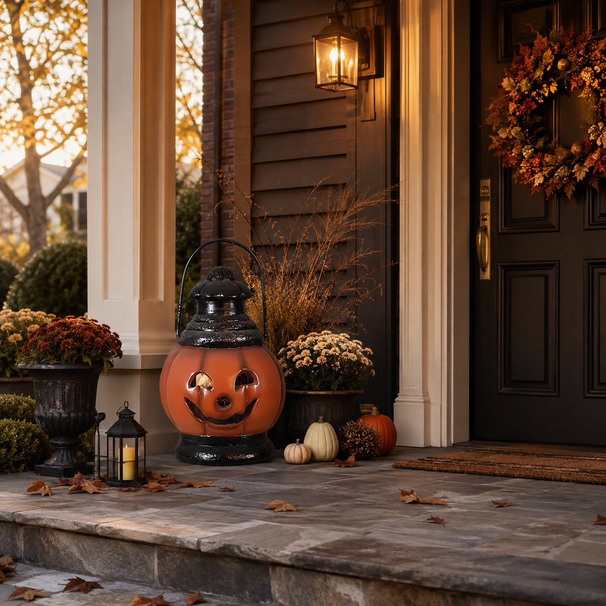 Large Pumpkin Lantern Halloween Figure, 19"