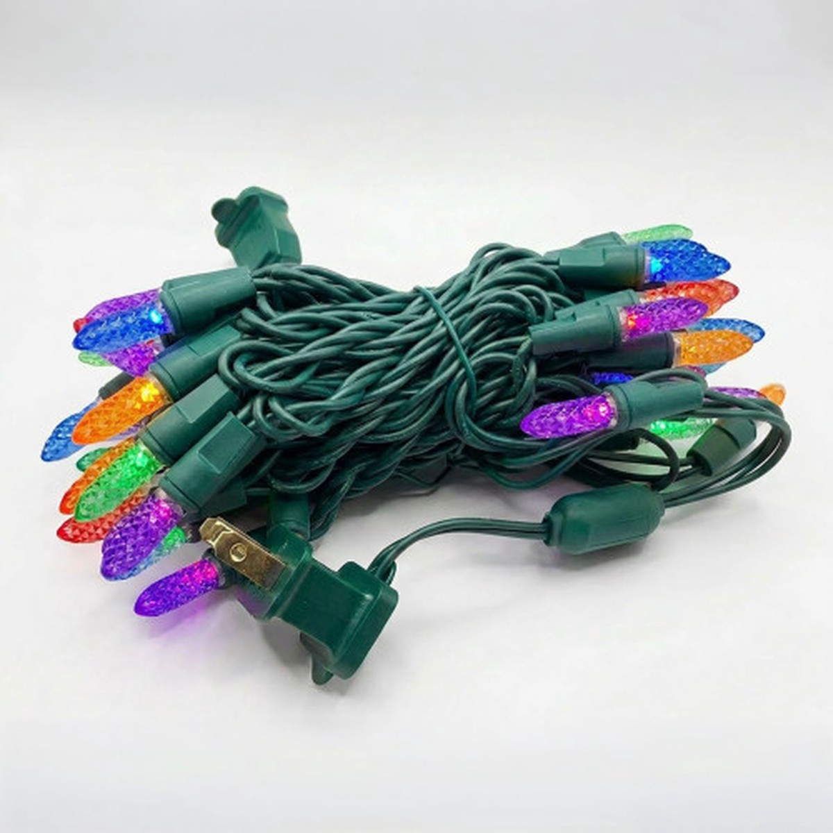 LED Single Mold M8 Mini Christmas Lights – Multi-Color – 17′ Green Wire – 50ct