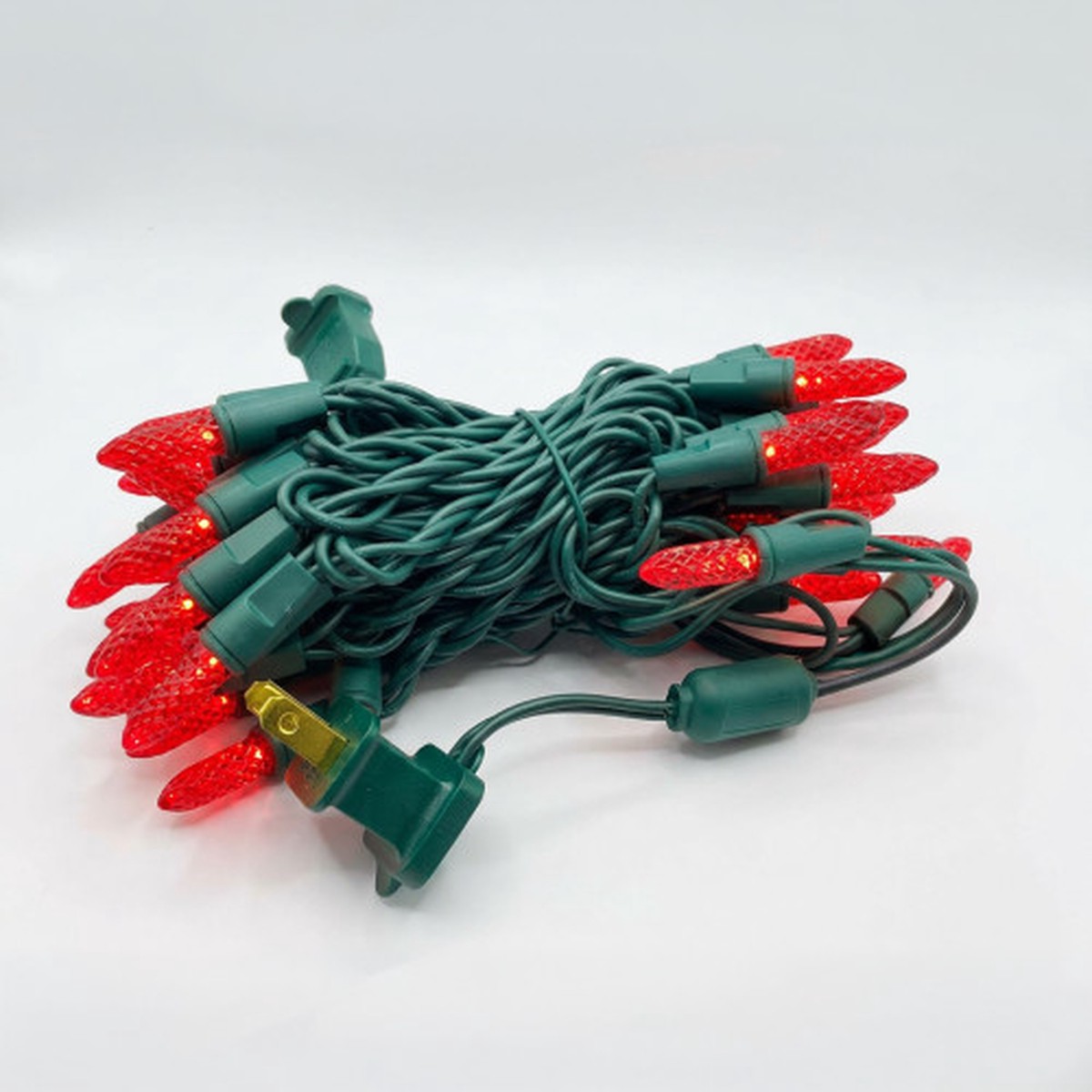 LED Single Mold M8 Mini Christmas Lights – Red – 17′ Green Wire – 50ct