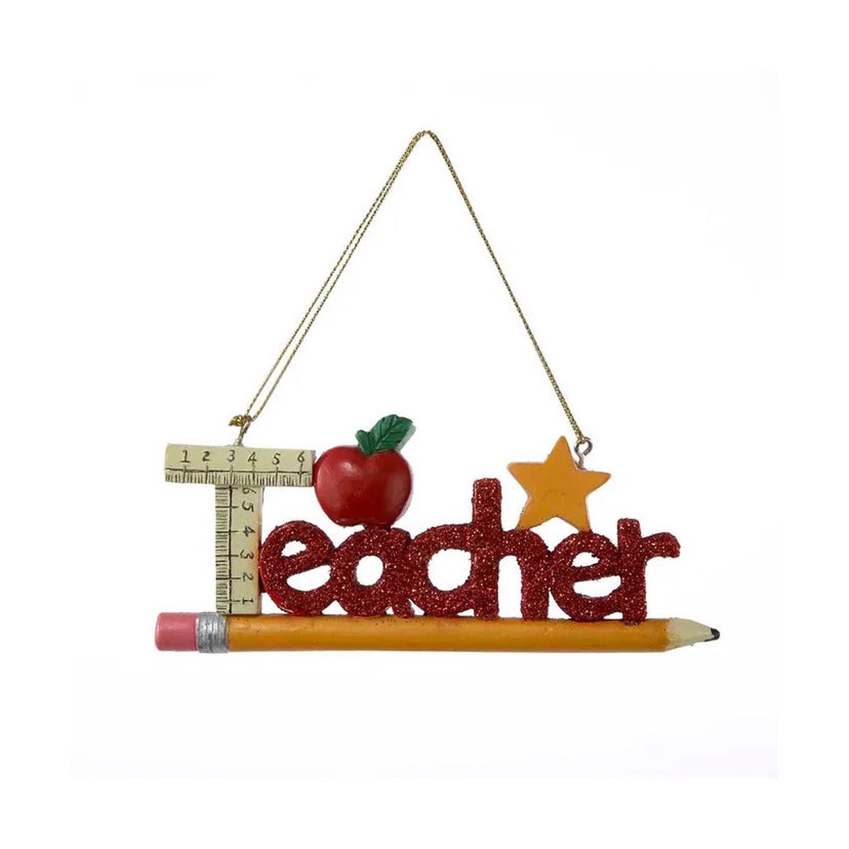 Red Glitter "Teacher" Ornament