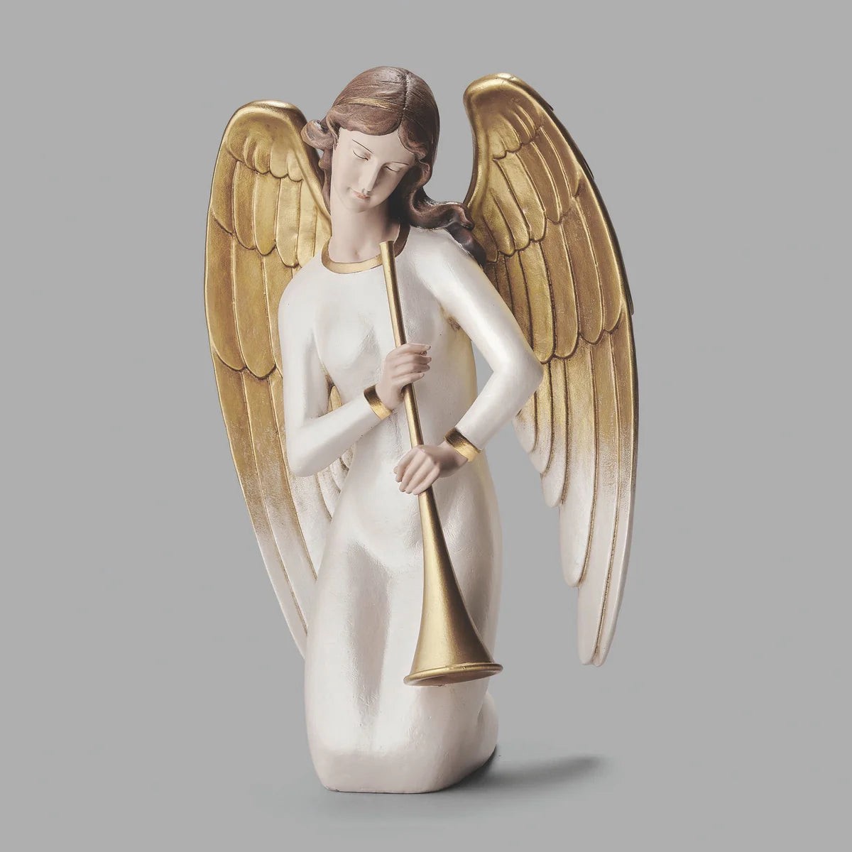 Resin Angel with Trumpet Figure, 14"